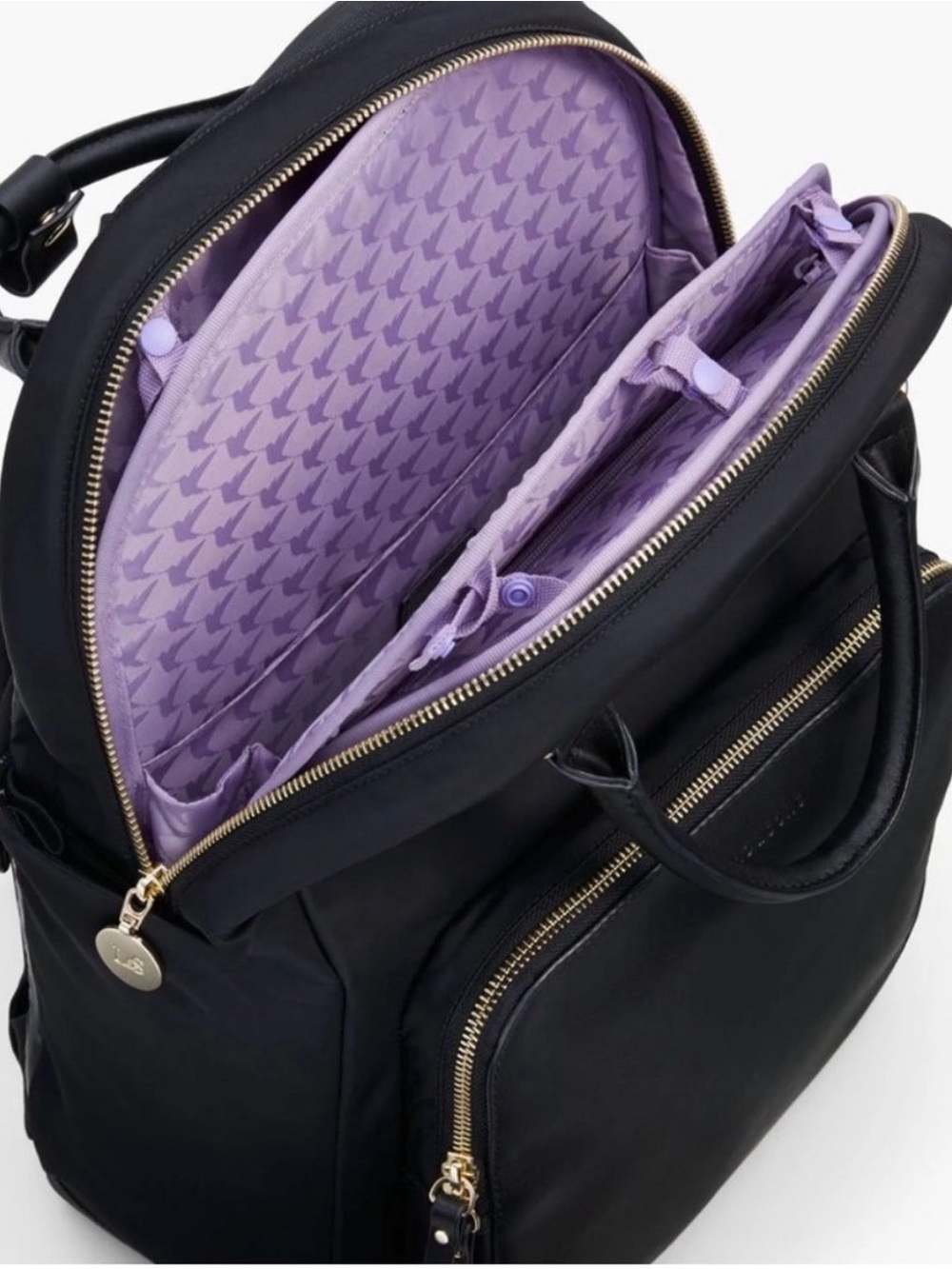 Lo & Sons Black Travel Backpack with Leather Trim - Picture 2 of 13